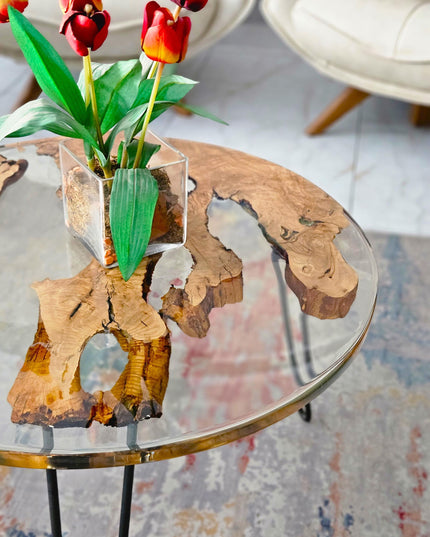 Personalized Epoxy Resin Coffee Table from Walnut Wood, Epoxy Coffee Table, Round Live Edge Resin Coffee Table, Round Epoxy Coffee Table