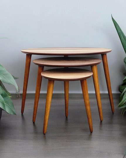 Nesting Coffee Table Set, Walnut Side Table, Side Table Set of 3, Handmade Nesting Table Set of, Solid Walnut Set of 3 Nesting Coffee Table