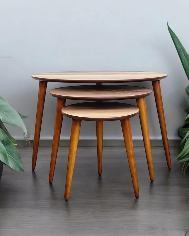 Nesting Coffee Table Set, Walnut Side Table, Side Table Set of 3, Handmade Nesting Table Set of, Solid Walnut Set of 3 Nesting Coffee Table