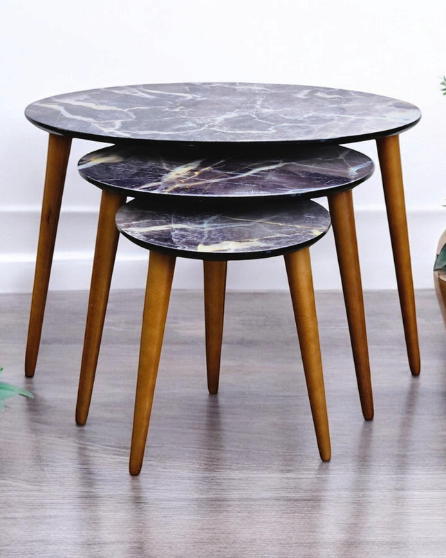 Nesting Coffee Table, Plant Table, Farmhouse Home Decor, Country Style Side Tables, Stripped Coffee Table, Accent Tables