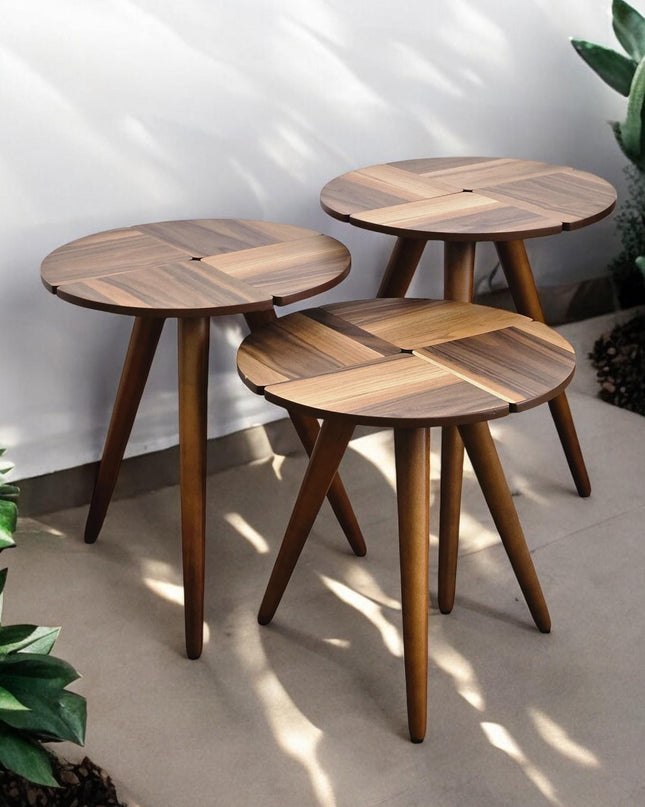 Coffee Tables Set of 3, Walnut Side Table Mid Century, Modern Living Room Furniture Housewarming Gift, Handmade Nesting Side Table Set of 3