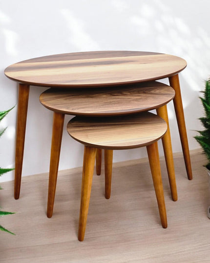Nesting Coffee Table Set, Walnut Side Table, Side Table Set of 3, Handmade Nesting Table Set of, Solid Walnut Set of 3 Nesting Coffee Table
