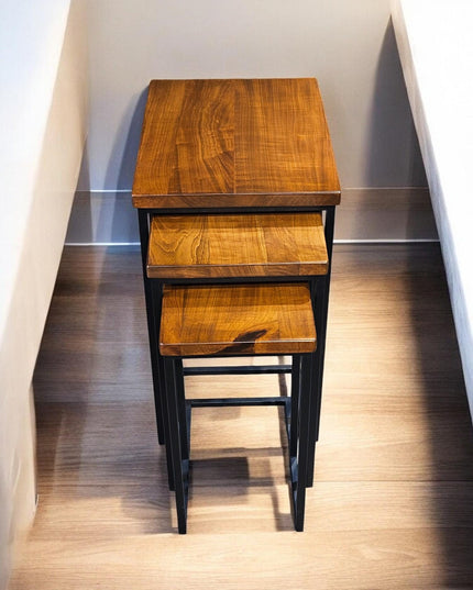 Walnut Nesting Tables set of 3, Walnut Coffee Table Set, Wooden Nesting Tables, Solid Nesting Tables, Modern Coffee Table, Unique Side Table