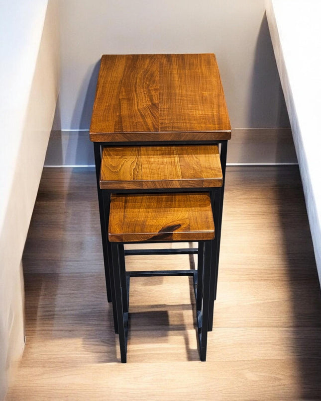 Walnut Nesting Tables set of 3, Walnut Coffee Table Set, Wooden Nesting Tables, Solid Nesting Tables, Modern Coffee Table, Unique Side Table