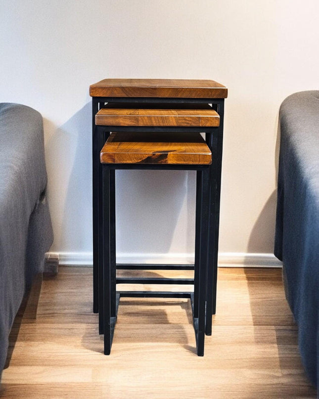 Walnut Nesting Tables set of 3, Walnut Coffee Table Set, Wooden Nesting Tables, Solid Nesting Tables, Modern Coffee Table, Unique Side Table