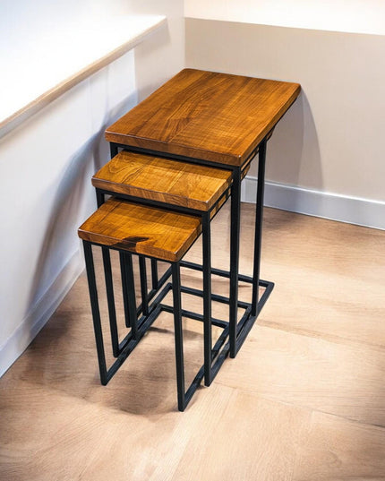 Walnut Nesting Tables set of 3, Walnut Coffee Table Set, Wooden Nesting Tables, Solid Nesting Tables, Modern Coffee Table, Unique Side Table