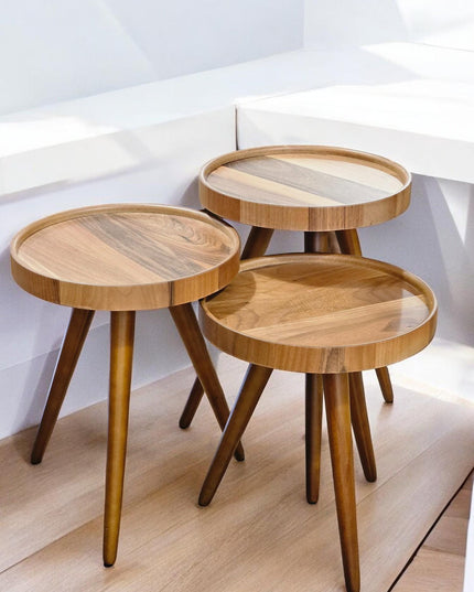 Coffee Tables Set of 3, Handmade Nesting Side Table Set of 3, Walnut Side Table Mid Century, Modern Living Room Furniture Housewarming Gift