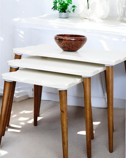 Rustic Nesting Coffee Tables, Nesting Coffee Table Set of 3, Minimalist Furniture Interior Decor, Mid Century Modern Walnut Side Table,