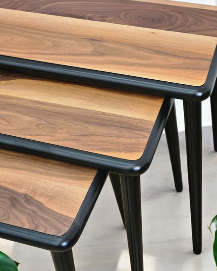 Nest Of Tables Set of 3, Side Table Set Walnut Color, Solid Nesting Table Set of 3, Wooden Coffee Table, Modern Farmhouse Decor Side Table