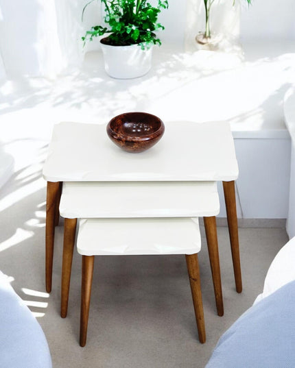 Rustic Nesting Coffee Tables, Nesting Coffee Table Set of 3, Minimalist Furniture Interior Decor, Mid Century Modern Walnut Side Table,