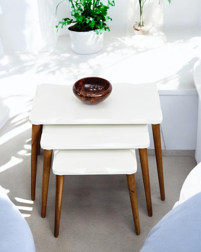 Rustic Nesting Coffee Tables, Nesting Coffee Table Set of 3, Minimalist Furniture Interior Decor, Mid Century Modern Walnut Side Table,