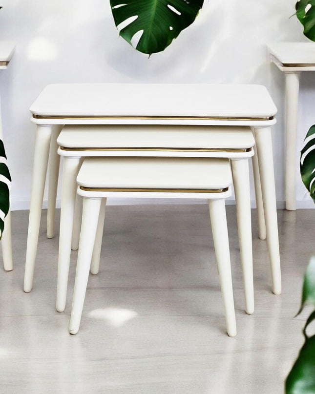 Rustic Solid Nesting Tables Set, Wooden Set of 3 Nesting Coffee Table, Nesting Coffee Table Set, Wooden Side Table for Living Room