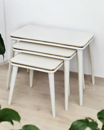 Rustic Solid Nesting Tables Set, Wooden Set of 3 Nesting Coffee Table, Nesting Coffee Table Set, Wooden Side Table for Living Room