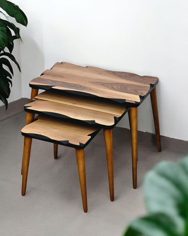 Wooden Coffee Table, Modern Farmhouse Decor Side Table, Nesting Coffee Table Set, Nesting Tables Set Of 3 Mid Century Modern