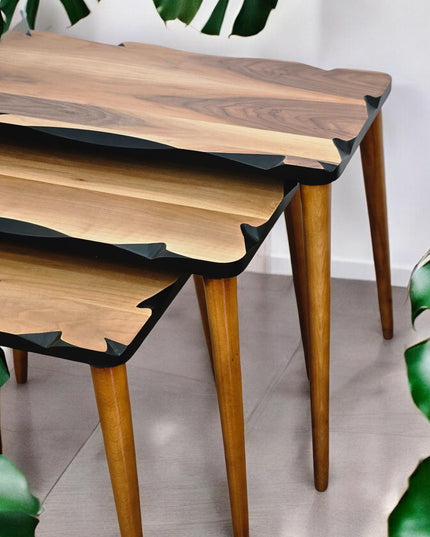 Wooden Coffee Table, Modern Farmhouse Decor Side Table, Nesting Coffee Table Set, Nesting Tables Set Of 3 Mid Century Modern