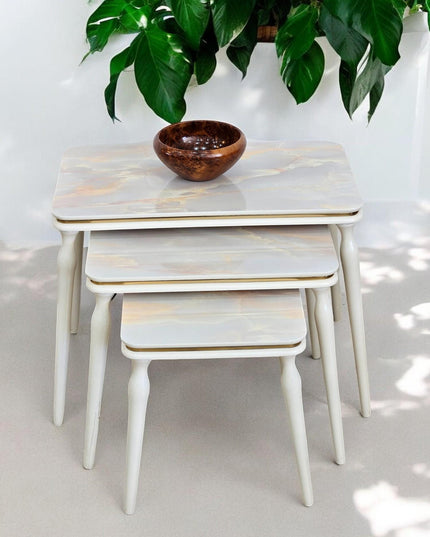 Square Nest Sofa Table, Minimalist Wooden Livingroom Furniture, Rustic Nesting Coffee Tables, Rectangular Coffee Table, Coffee & End Table