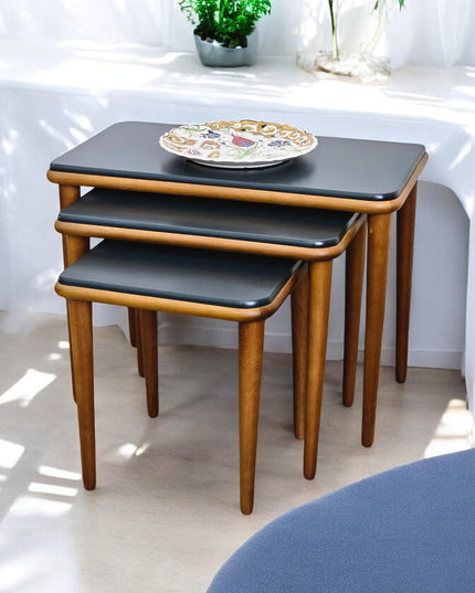 Solid Coffee Table, Set of 3, Rectangular Coffee Table, Square Nest Sofa Table,  Coffee & End Table, Space Saving Side Tables