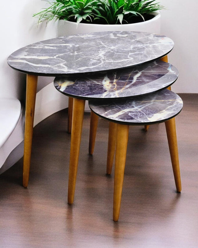 Nesting Coffee Table, Plant Table, Farmhouse Home Decor, Country Style Side Tables, Stripped Coffee Table, Accent Tables