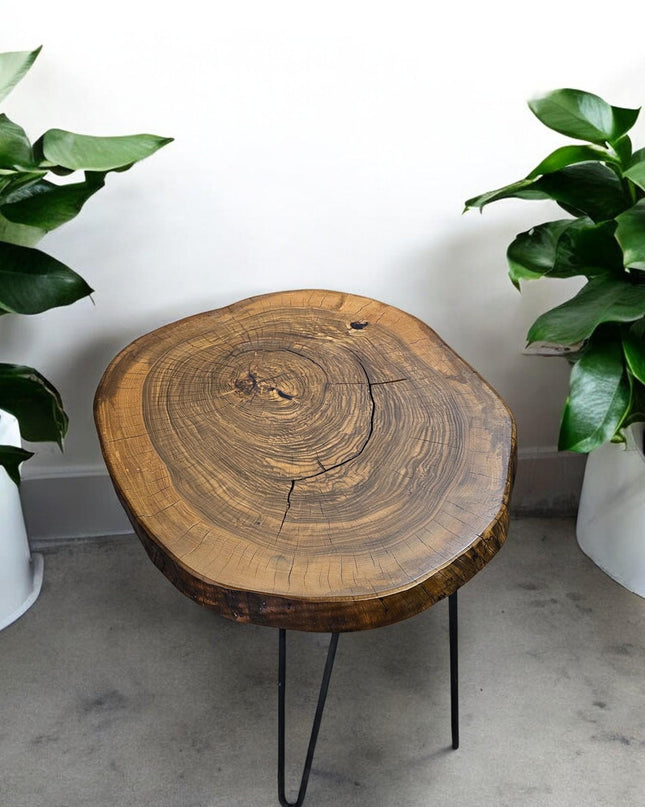 Rustic Round Walnut Table, Unique Coffee Table, Live Edge Walnut Coffee Table, Rustic Side Tables, Wood Side Table, Handcrafted Coffee table