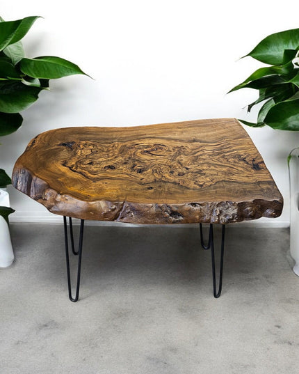 Live Edge Walnut Coffee Table, Wood Side Table, Rustic Side Tables, Rustic Round Walnut Table, Unique Coffee Table, Handcrafted Coffee table