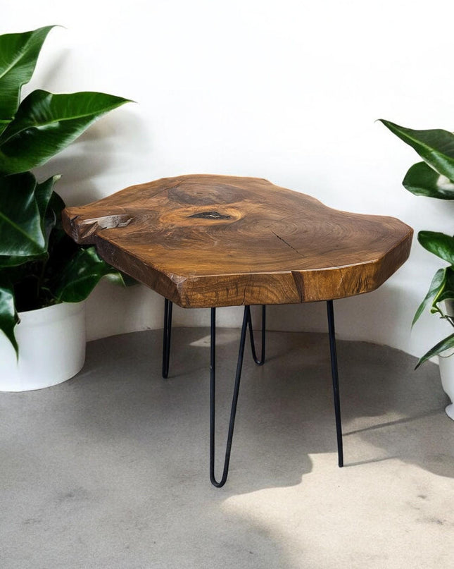 Wood Side Table, Rustic Side Tables, Live Edge Walnut Coffee Table, Rustic Round Walnut Table, Unique Coffee Table, Handcrafted Coffee table