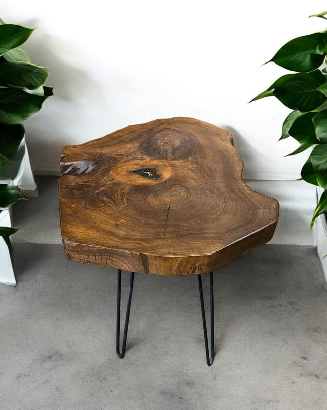 Wood Side Table, Rustic Side Tables, Live Edge Walnut Coffee Table, Rustic Round Walnut Table, Unique Coffee Table, Handcrafted Coffee table