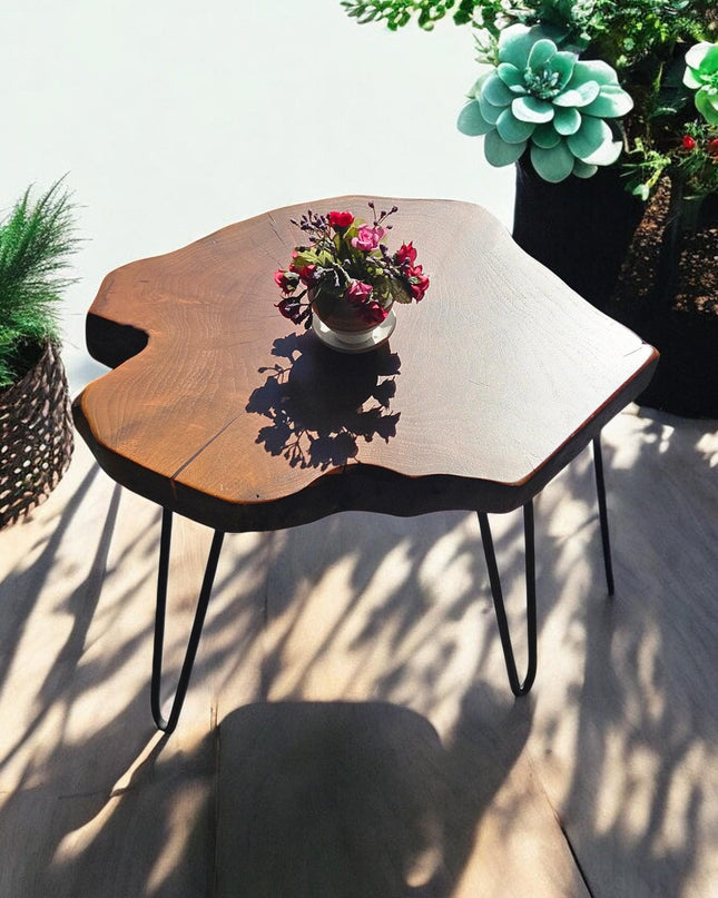 Live Edge Walnut Coffee Table, Rustic Round Walnut Table, Unique Coffee Table, Rustic Side Tables, Wood Side Table, Handcrafted Coffee table