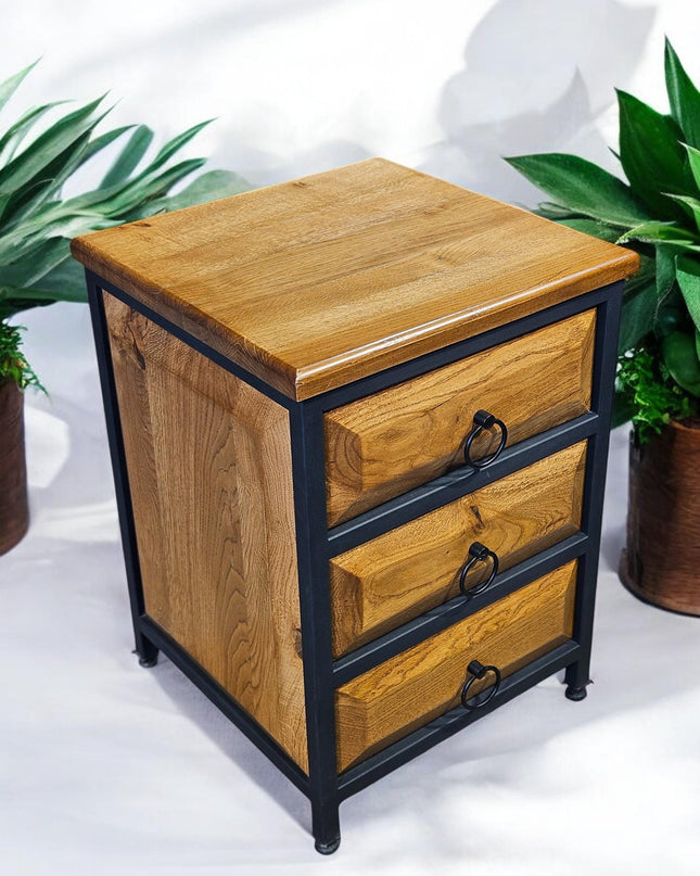 Wooden Natural Nightstand, Solid Walnut Wood Nightstand, Walnut Wood Nightstand With Drawers, Natural Looking Nightstand, Unique Nightstand