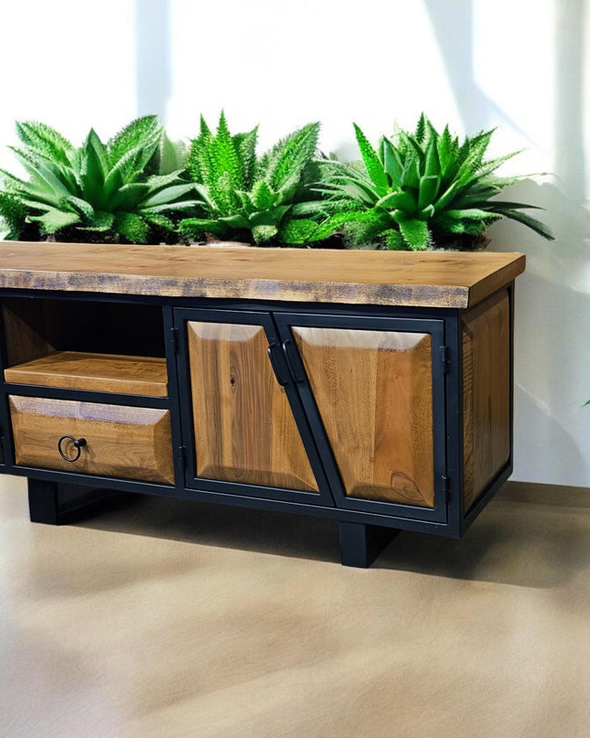 Walnut Wood TV Unit, Media Console and TV Storage Models, Rustic Style Tv Stand, Wooden TV Stand Cabinet, Walnut Wood Farmhouse Media Stand