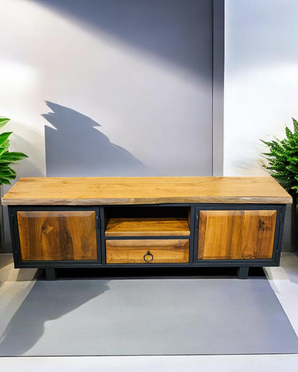 Walnut Wood Farmhouse Media Stand, Walnut Wood TV Unit, Media Console and TV Storage Models, Rustic Style Tv Stand, Wooden TV Stand Cabinet