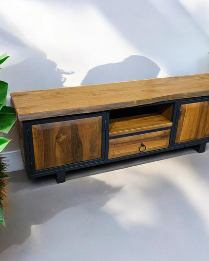 Walnut Wood Farmhouse Media Stand, Walnut Wood TV Unit, Media Console and TV Storage Models, Rustic Style Tv Stand, Wooden TV Stand Cabinet