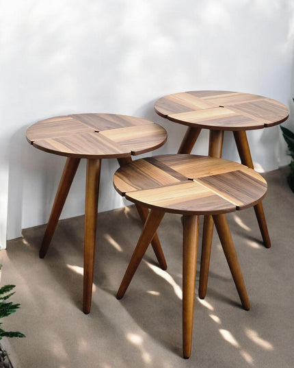 Coffee Tables Set of 3, Walnut Side Table Mid Century, Modern Living Room Furniture Housewarming Gift, Handmade Nesting Side Table Set of 3