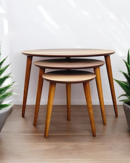 Nesting Coffee Table Set, Walnut Side Table, Side Table Set of 3, Handmade Nesting Table Set of, Solid Walnut Set of 3 Nesting Coffee Table