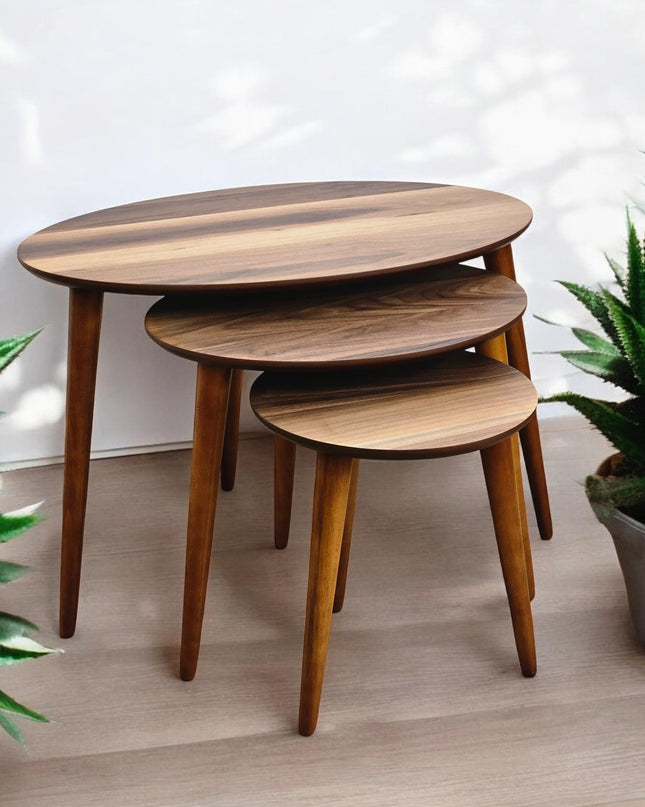 Nesting Coffee Table Set, Walnut Side Table, Side Table Set of 3, Handmade Nesting Table Set of, Solid Walnut Set of 3 Nesting Coffee Table