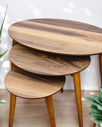 Nesting Coffee Table Set, Walnut Side Table, Side Table Set of 3, Handmade Nesting Table Set of, Solid Walnut Set of 3 Nesting Coffee Table