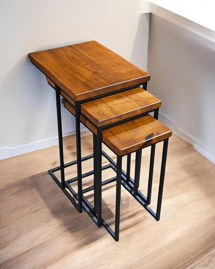 Walnut Nesting Tables set of 3, Walnut Coffee Table Set, Wooden Nesting Tables, Solid Nesting Tables, Modern Coffee Table, Unique Side Table