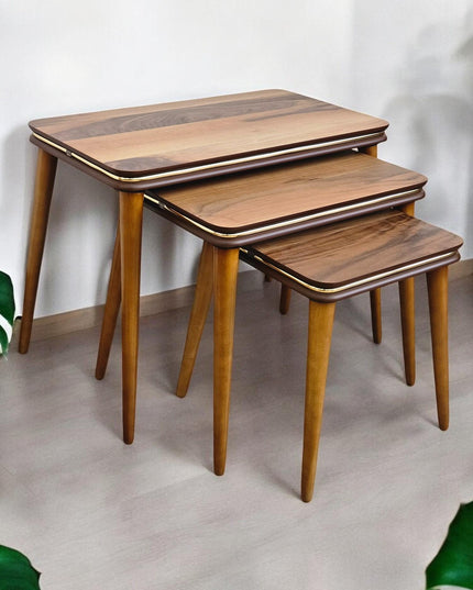 Square Nest Sofa Table, Rustic Nesting Coffee Tables, Coffee & End Table, Nesting Coffee Table Set of 3, Minimalist Furniture Interior Decor