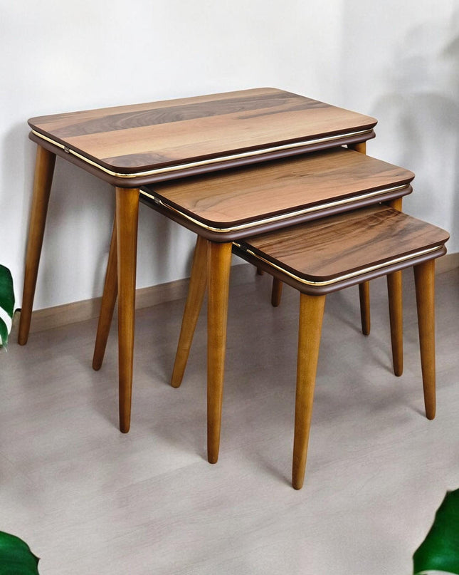 Square Nest Sofa Table, Rustic Nesting Coffee Tables, Coffee & End Table, Nesting Coffee Table Set of 3, Minimalist Furniture Interior Decor