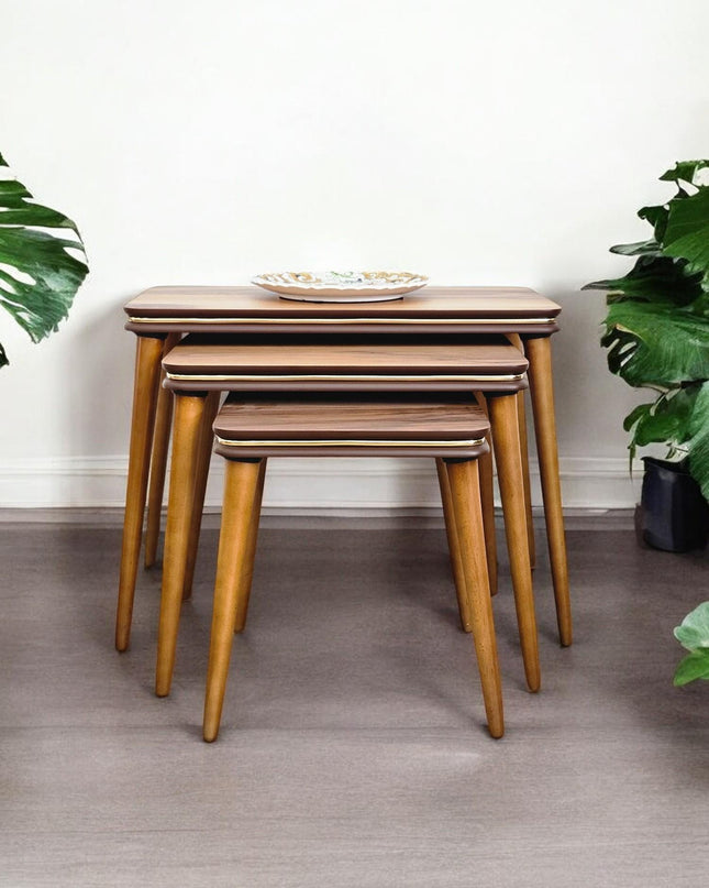 Square Nest Sofa Table, Rustic Nesting Coffee Tables, Coffee & End Table, Nesting Coffee Table Set of 3, Minimalist Furniture Interior Decor