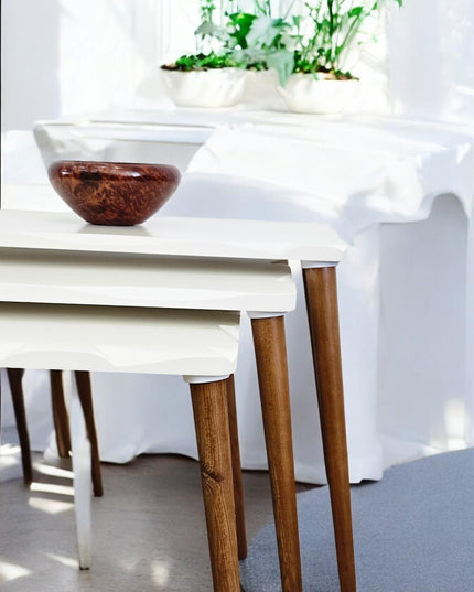 Rustic Nesting Coffee Tables, Nesting Coffee Table Set of 3, Minimalist Furniture Interior Decor, Mid Century Modern Walnut Side Table,