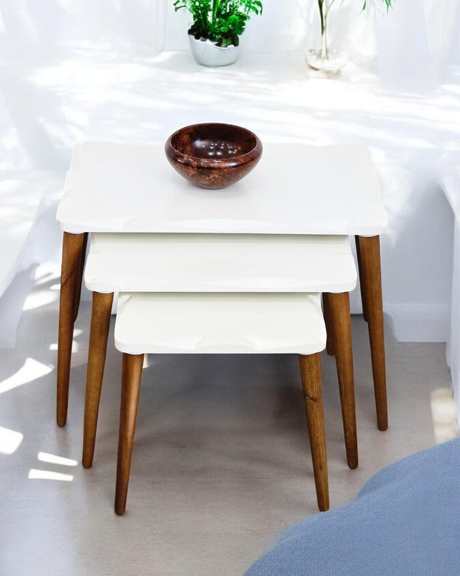 Rustic Nesting Coffee Tables, Nesting Coffee Table Set of 3, Minimalist Furniture Interior Decor, Mid Century Modern Walnut Side Table,