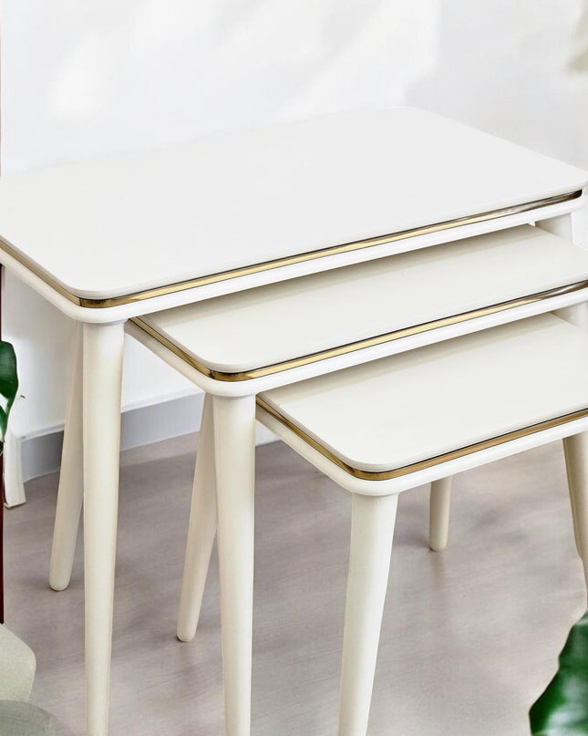 Rustic Solid Nesting Tables Set, Wooden Set of 3 Nesting Coffee Table, Nesting Coffee Table Set, Wooden Side Table for Living Room