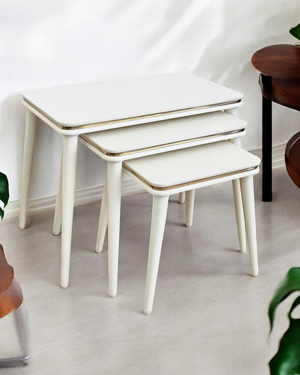 Rustic Solid Nesting Tables Set, Wooden Set of 3 Nesting Coffee Table, Nesting Coffee Table Set, Wooden Side Table for Living Room