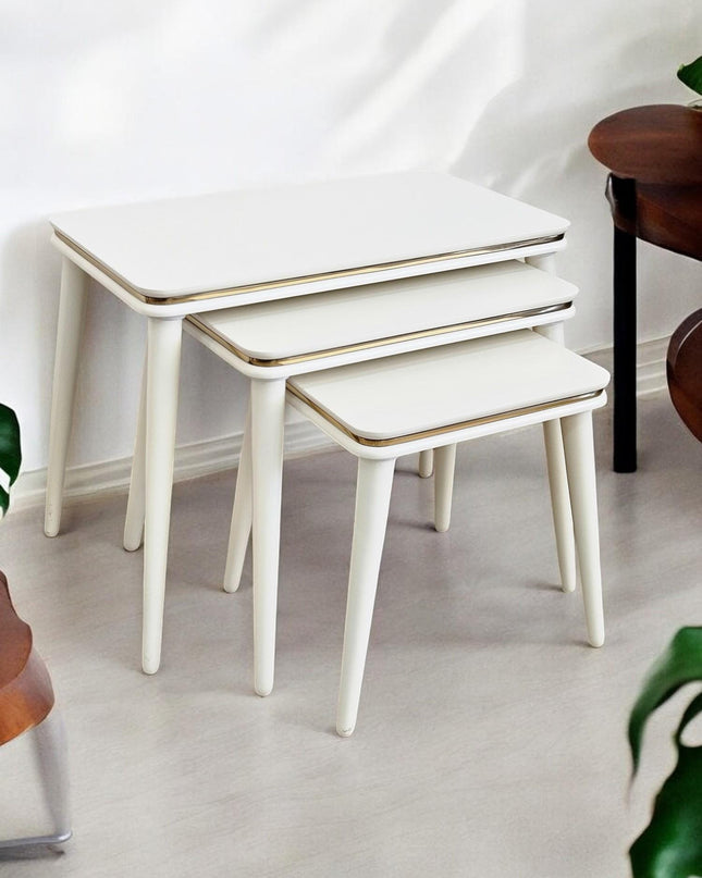 Rustic Solid Nesting Tables Set, Wooden Set of 3 Nesting Coffee Table, Nesting Coffee Table Set, Wooden Side Table for Living Room