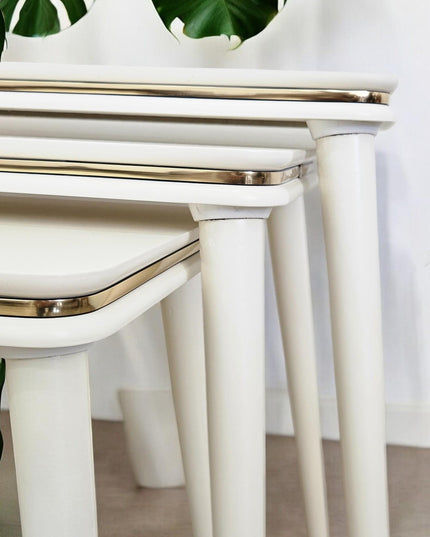 Rustic Solid Nesting Tables Set, Wooden Set of 3 Nesting Coffee Table, Nesting Coffee Table Set, Wooden Side Table for Living Room