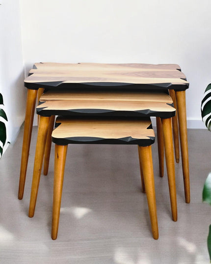 Wooden Coffee Table, Modern Farmhouse Decor Side Table, Nesting Coffee Table Set, Nesting Tables Set Of 3 Mid Century Modern