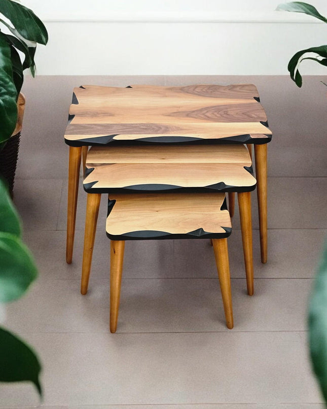 Wooden Coffee Table, Modern Farmhouse Decor Side Table, Nesting Coffee Table Set, Nesting Tables Set Of 3 Mid Century Modern