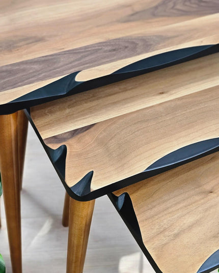 Wooden Coffee Table, Modern Farmhouse Decor Side Table, Nesting Coffee Table Set, Nesting Tables Set Of 3 Mid Century Modern