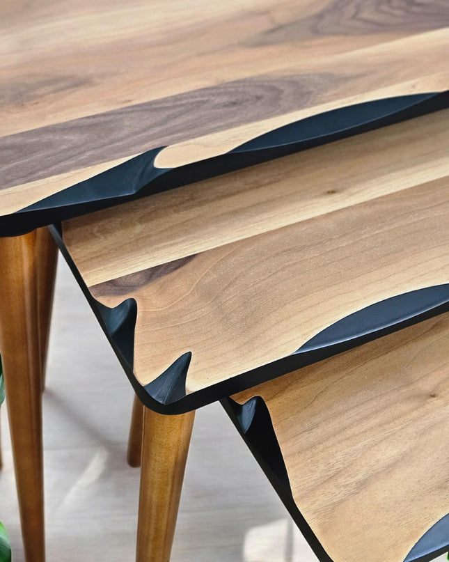 Wooden Coffee Table, Modern Farmhouse Decor Side Table, Nesting Coffee Table Set, Nesting Tables Set Of 3 Mid Century Modern