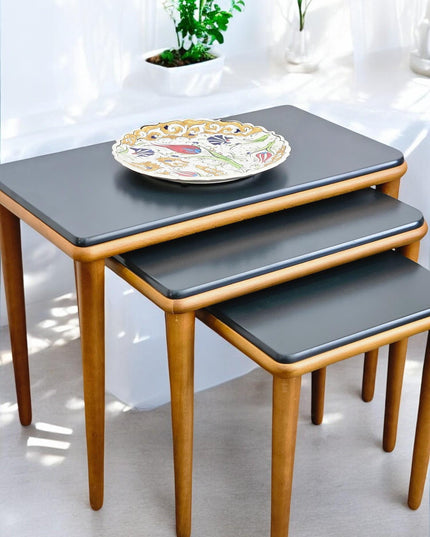 Solid Coffee Table, Set of 3, Rectangular Coffee Table, Square Nest Sofa Table,  Coffee & End Table, Space Saving Side Tables